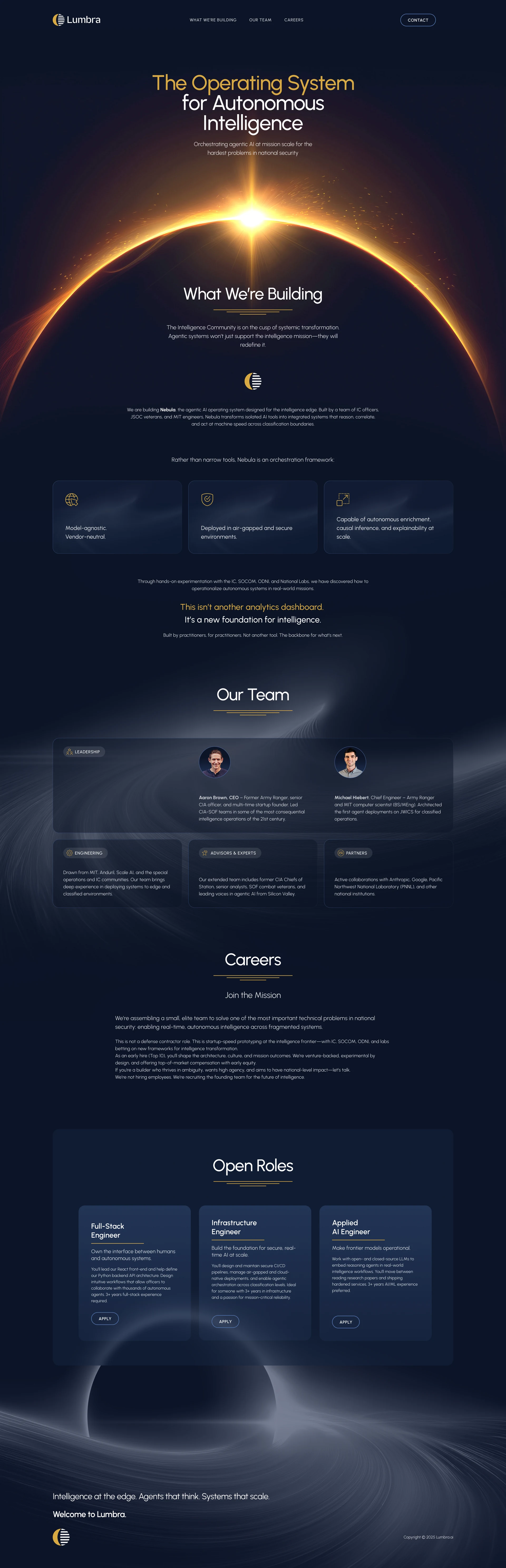 Lumbra marketing website homepage