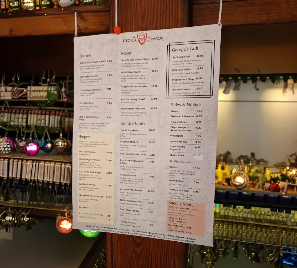 The George & Dragon: Menu